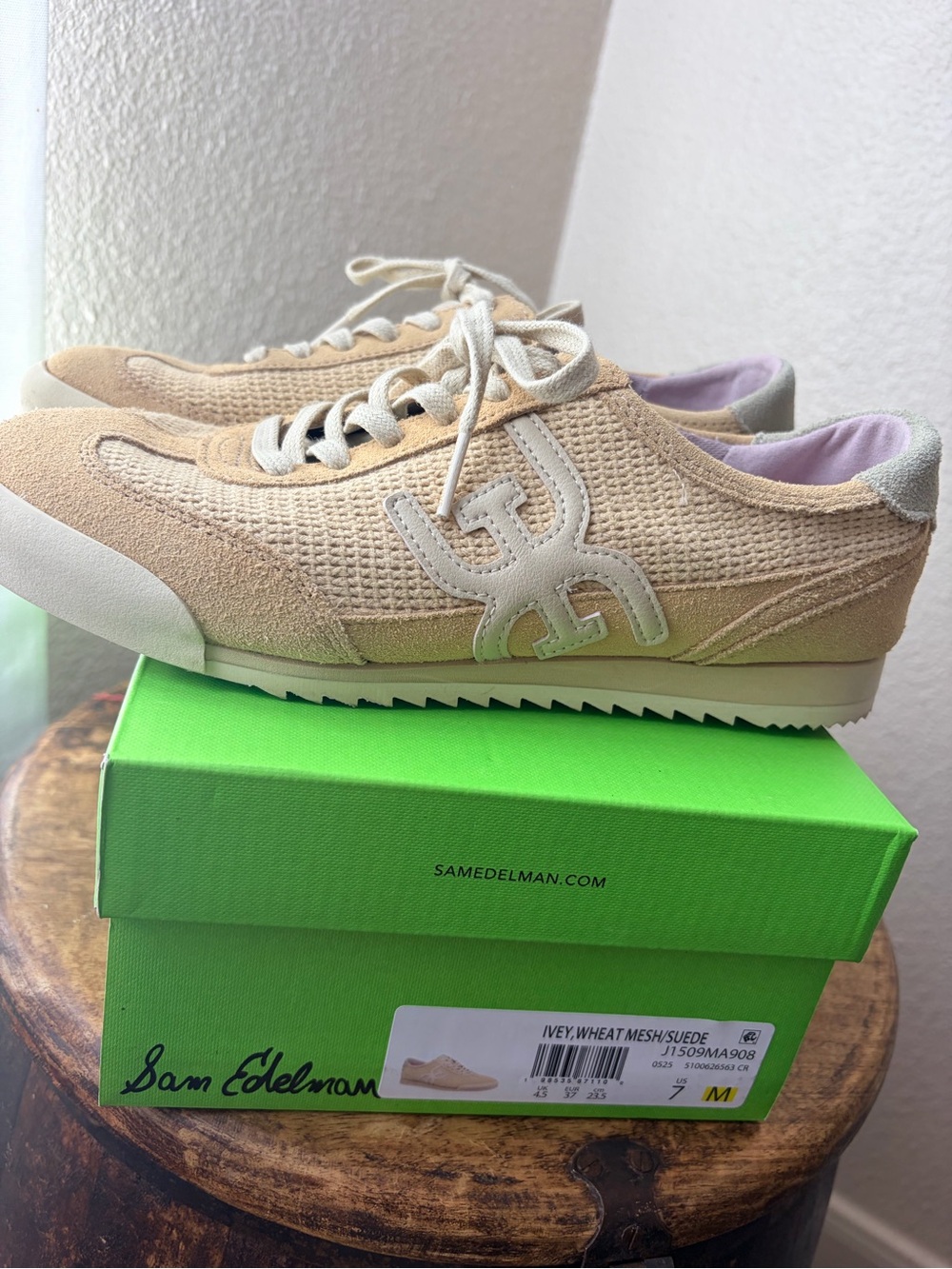 Sam Edelman Wheat Mesh & Suede Low-Top Sneakers